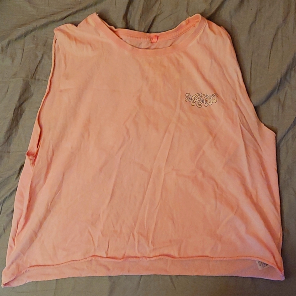 Mambo Pink Acid Wash Cutoff. Size Medium.